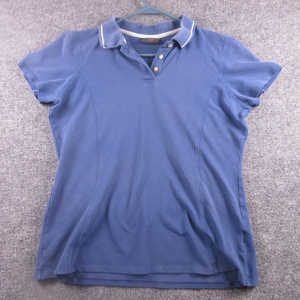 Ariat Polo Shirt Womens Large Blue Short Sleeve Equestrian Logo Casual
